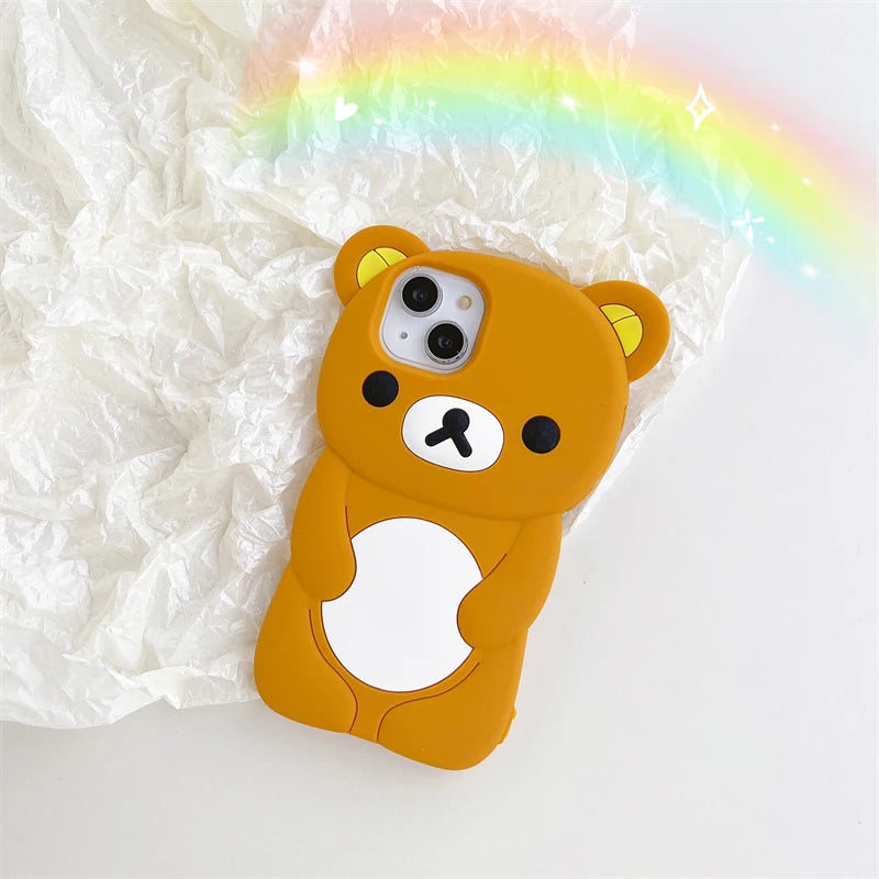 Cute 3D Cartoon Rilakkuma Bear Phone Case
