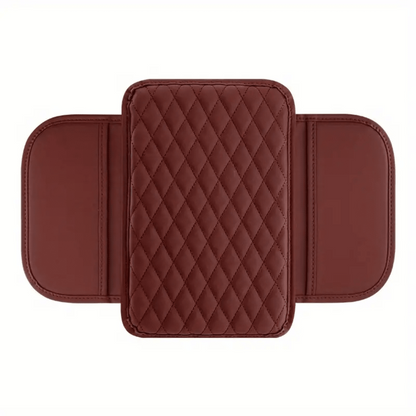 Leather Car Armrest Box Heightening Pad With Side Storage Bag, Car Armrest Box Cushion With Storage Pocket