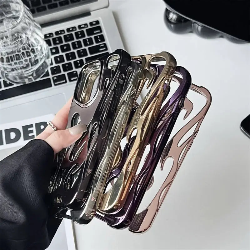 3D Flame Pattern Hollow Slim Phone Case