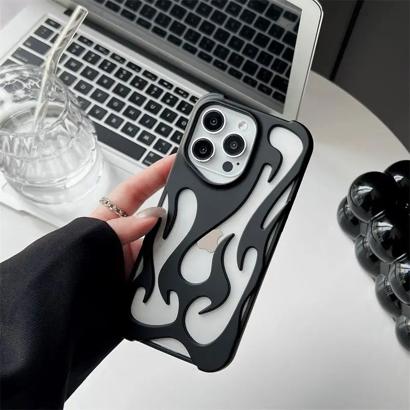 3D Flame Pattern Hollow Slim Phone Case