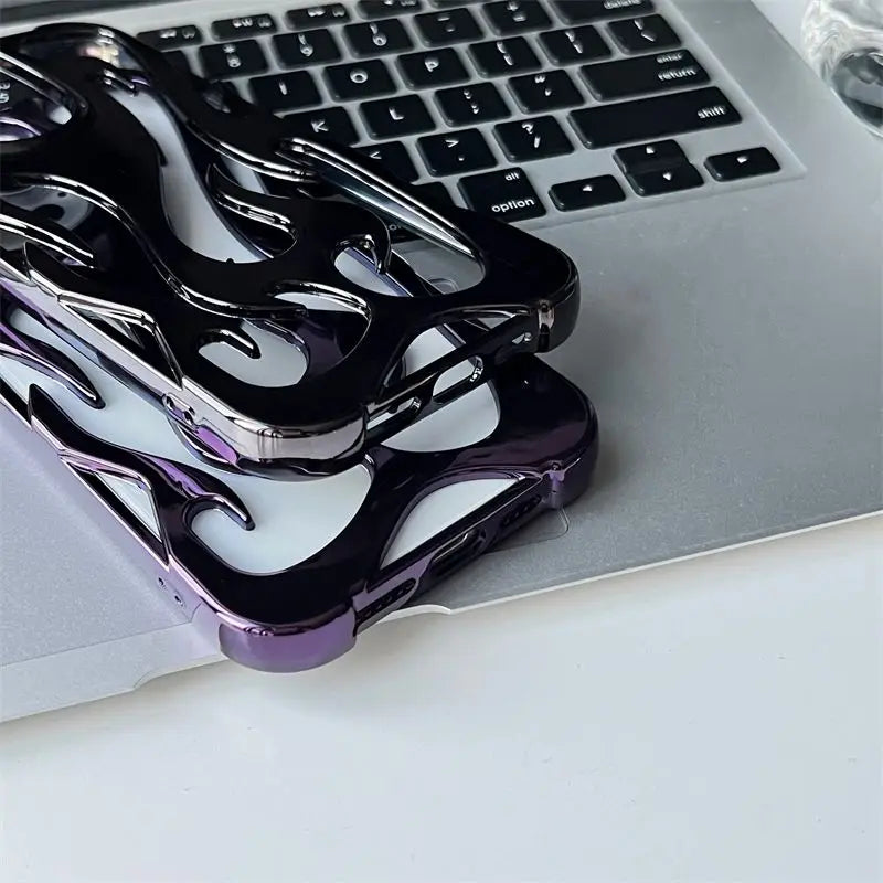 3D Flame Pattern Hollow Slim Phone Case