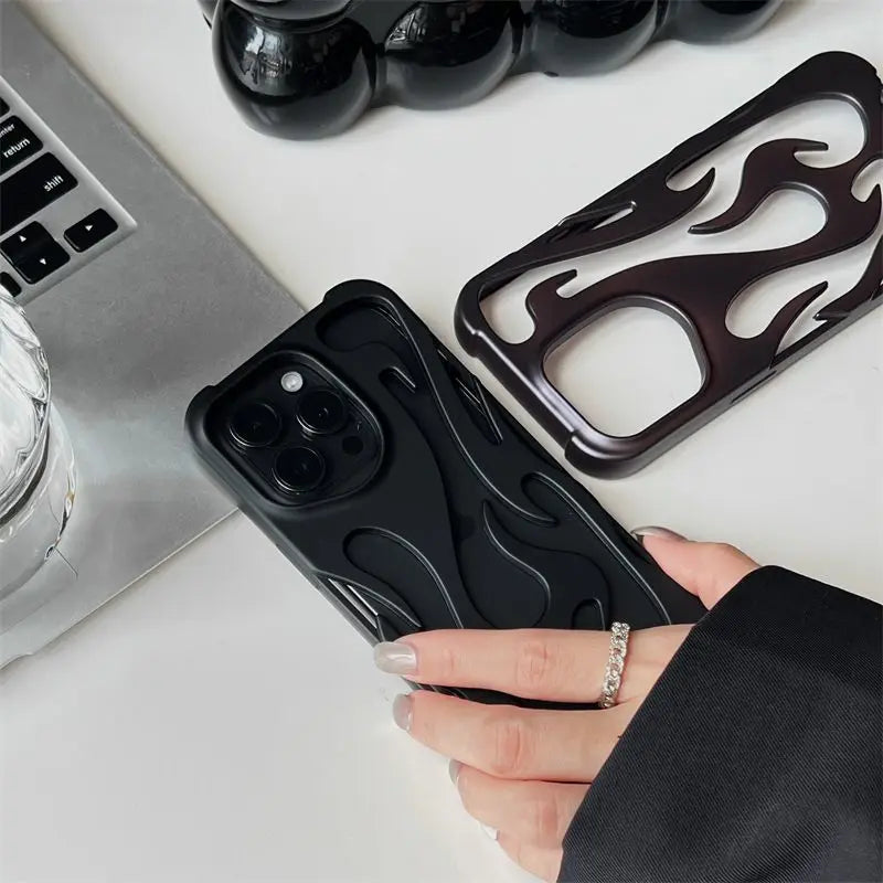 3D Flame Pattern Hollow Slim Phone Case