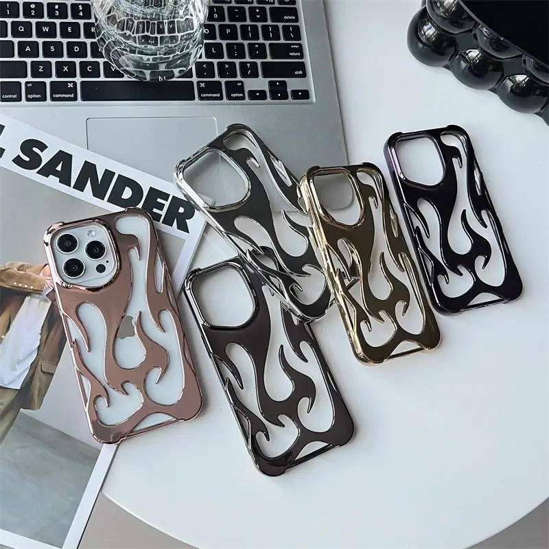 3D Flame Pattern Hollow Slim Phone Case