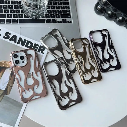 3D Flame Pattern Hollow Slim Phone Case