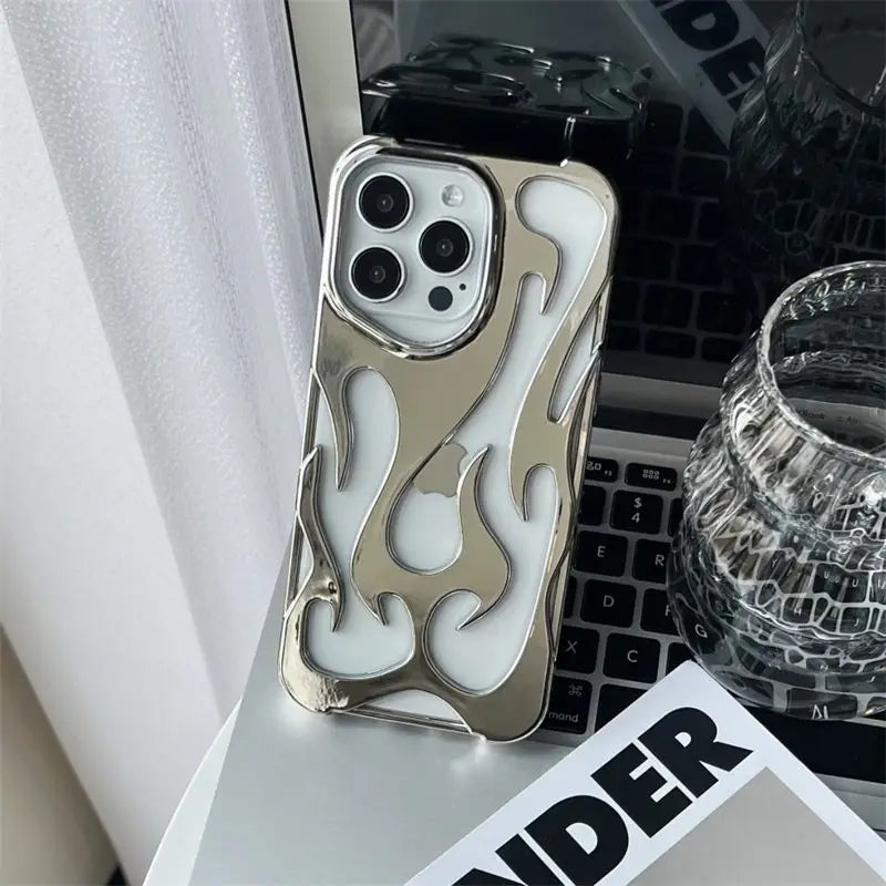 3D Flame Pattern Hollow Slim Phone Case
