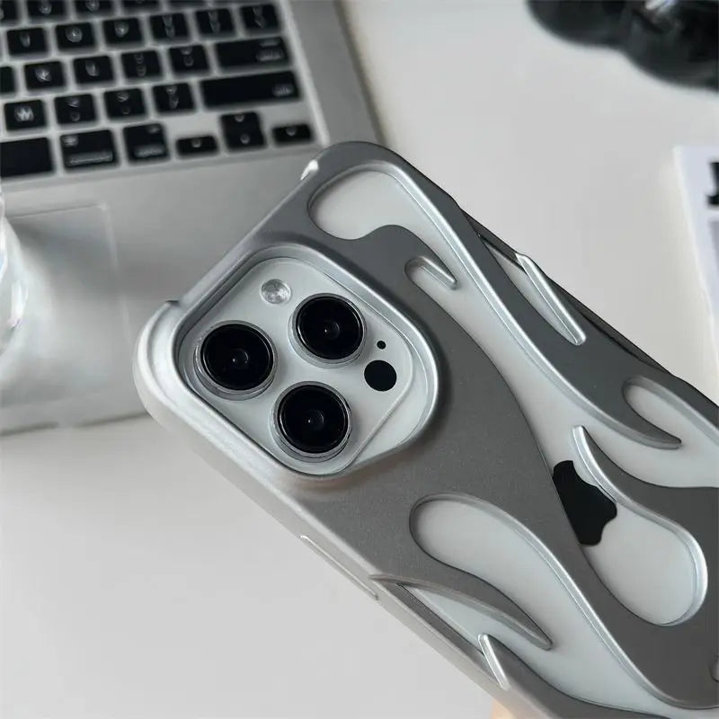 3D Flame Pattern Hollow Slim Phone Case
